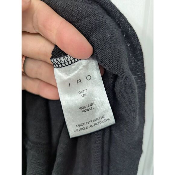 IRO Daisy Dress women's XS black midi‎ ruching LINEN  minimalist - Picture 5 of 7